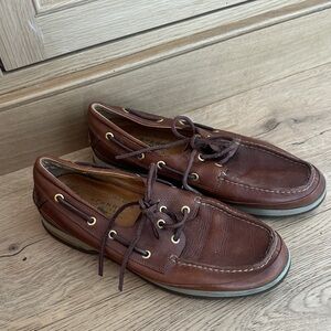 Sperry top spider Gold cup Men's Dark Brown Leather Boat Shoes 9.5